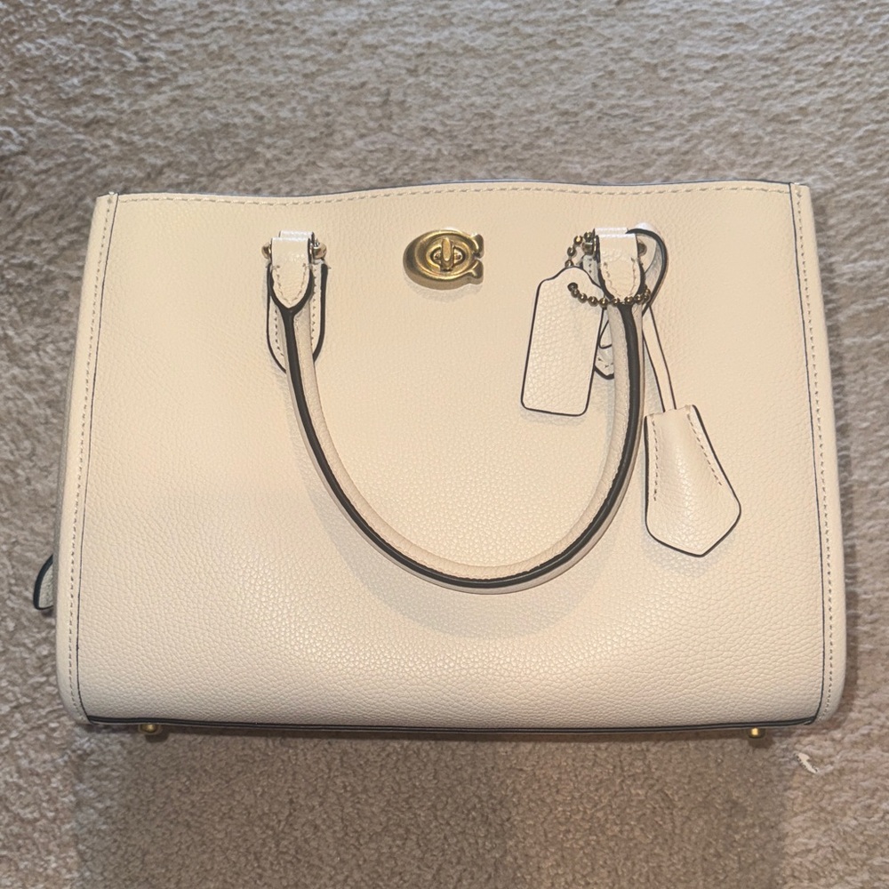 Coach Cream Satchel with Gold Accents